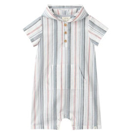 Me & Henry Newlyn Romper, Chambray Neon Stripe