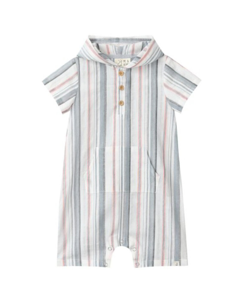Me & Henry Newlyn Romper, Chambray Neon Stripe