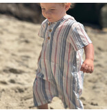 Me & Henry Newlyn Romper, Chambray Neon Stripe