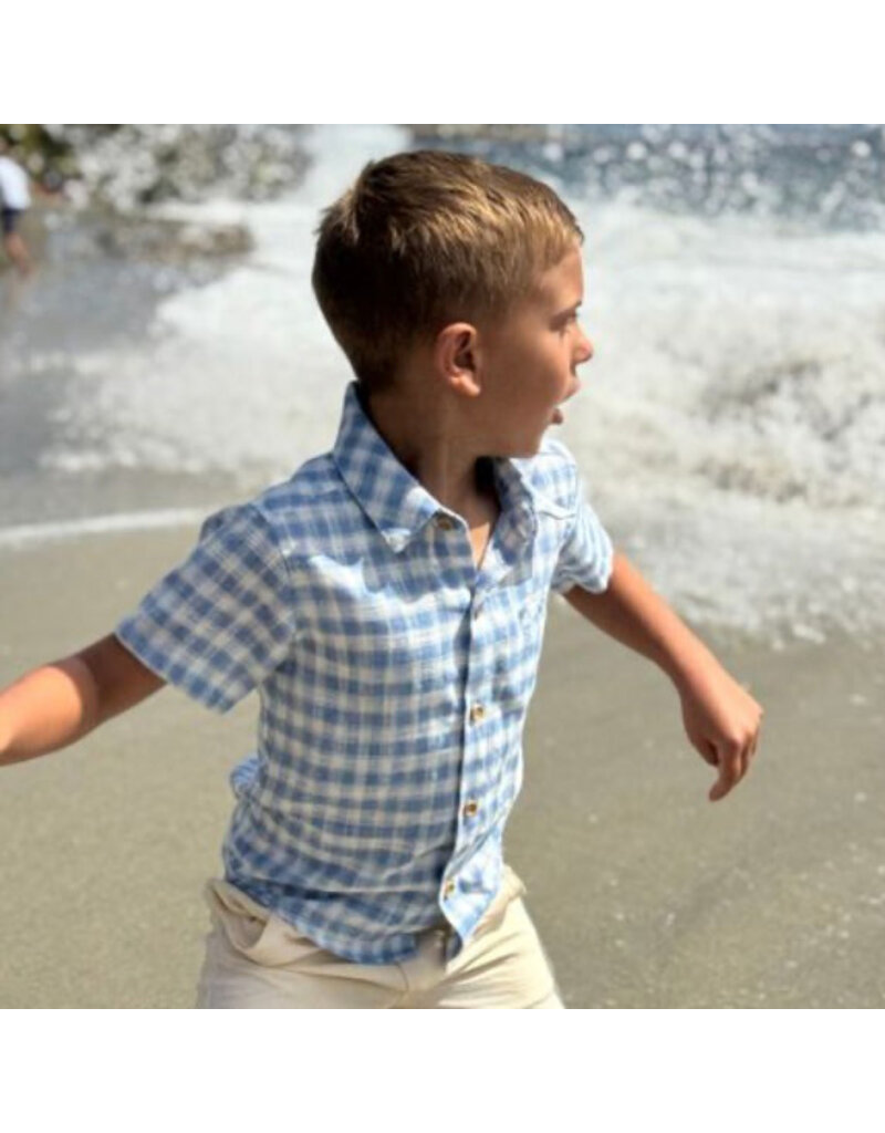 Me & Henry Newport Woven Shirt, Blue/White Plaid