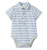 Me & Henry Plaid Helford Onesie, Blue/White