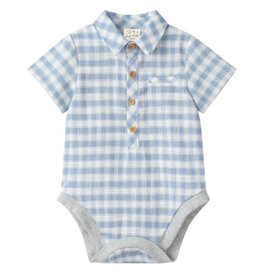 Me & Henry Plaid Helford Onesie, Blue/White