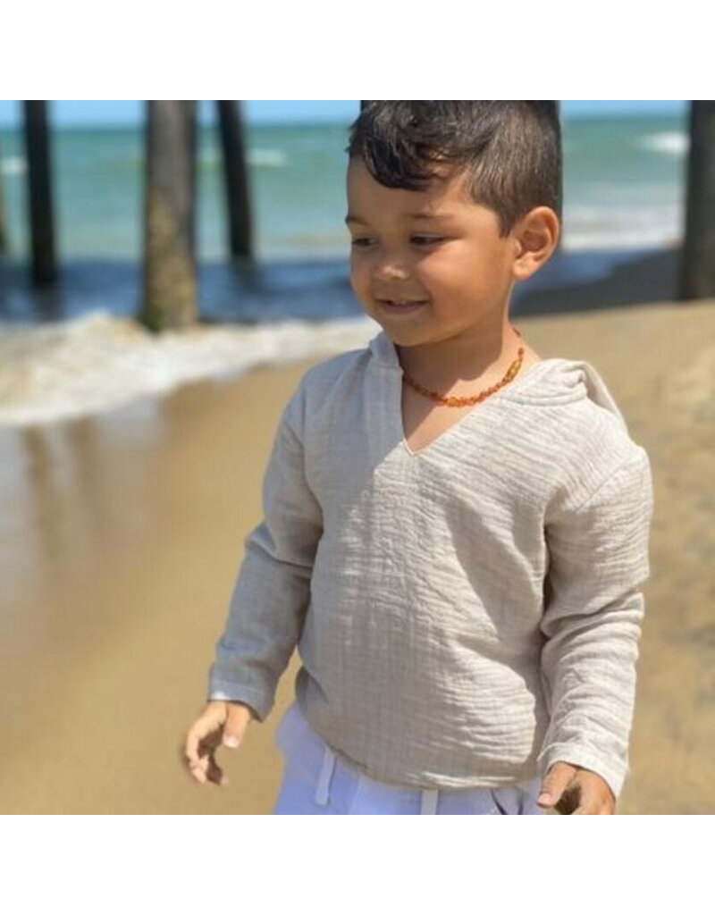 Me & Henry St.Ives Gauze Baby Hoodie, Stone