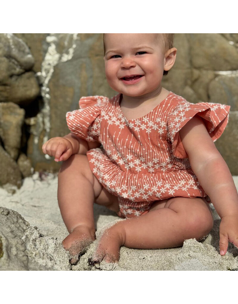 Vignette Miranda Terracotta Embroidered Bubble Romper