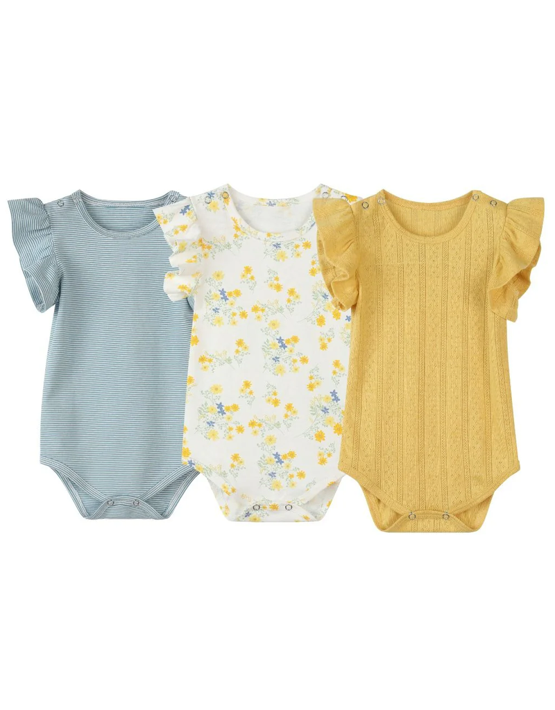 Vignette Wren Onesie 3pk (Blue/Floral/Yellow)