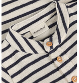 Striped Henley Romper, Pepper/Vanilla