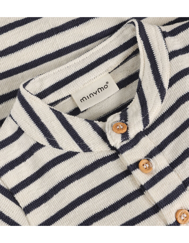 Striped Henley Romper, Pepper/Vanilla