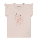 Octopus Flutter Sleeve Baby Tee, Peach