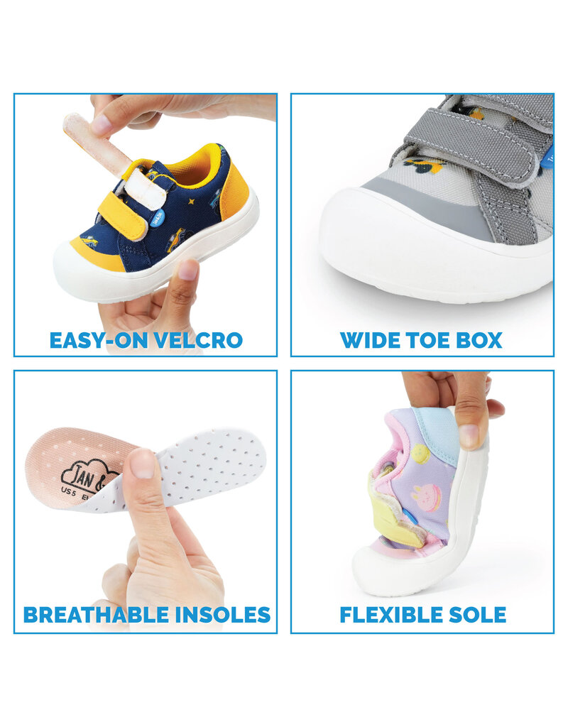 Jan and Jul Grey Construction Mini Canvas Sneakers