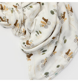 Loulou Lollipop Bears on Bikes Bamboo Swaddle
