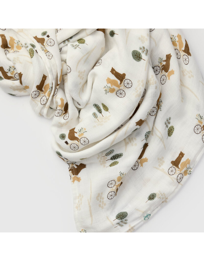 Loulou Lollipop Bears on Bikes Bamboo Swaddle
