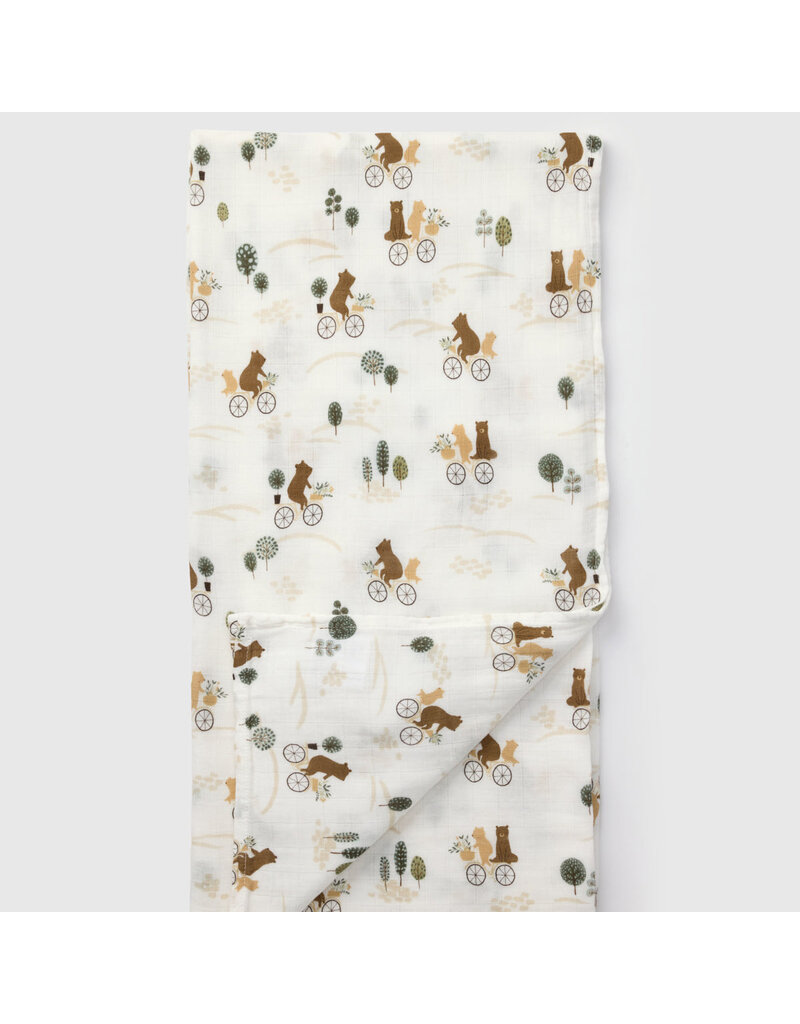 Loulou Lollipop Bears on Bikes Bamboo Swaddle