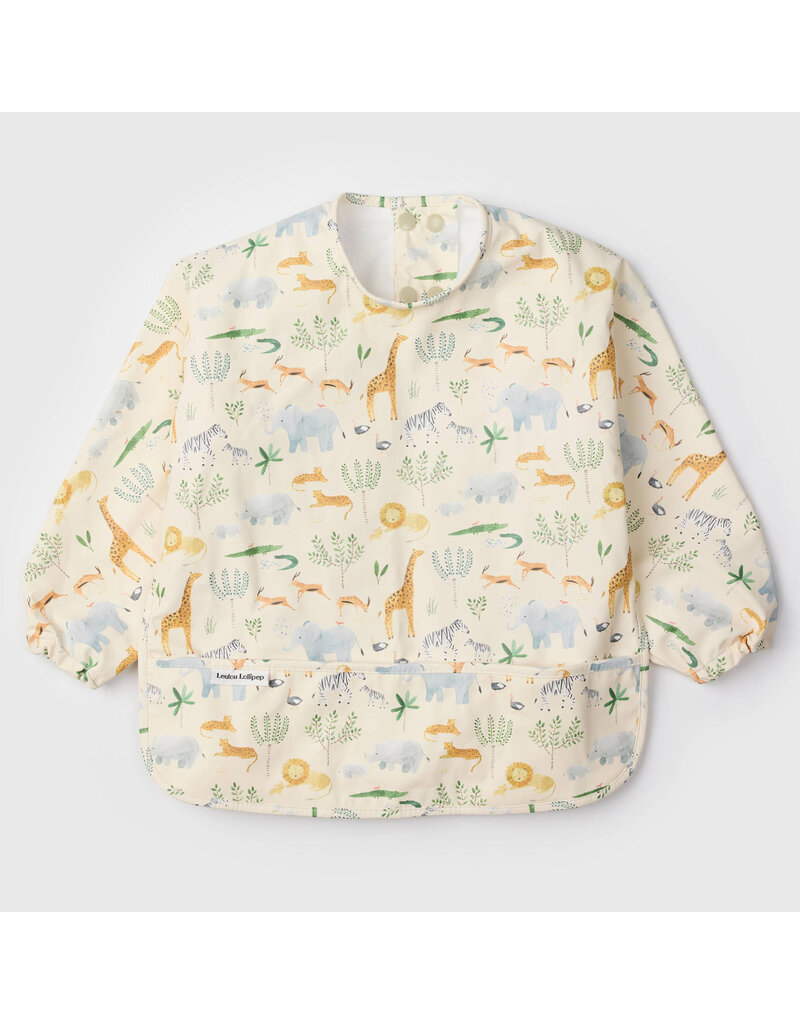 Loulou Lollipop Long Sleeve Waterproof Bib - Safari
