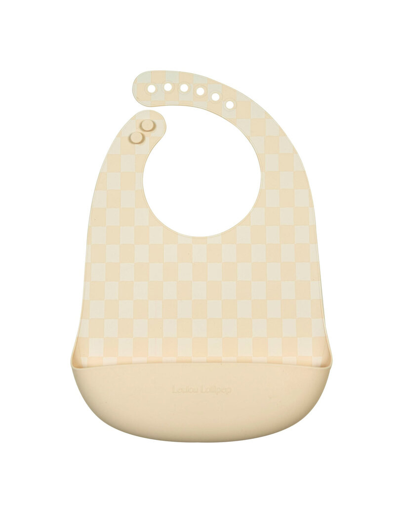 Loulou Lollipop Silicone Bib - Natural Checkerboard