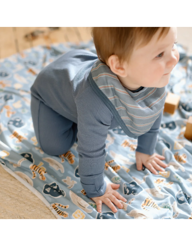 Loulou Lollipop Waffle Sleeper - Denim Blue