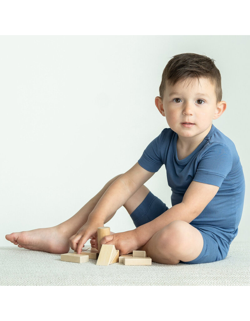 Silkberry Bamboo SS Shorts PJs, Galactic Blue