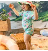 Souris Mini Floral UV Suit, Turquoise