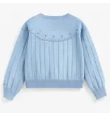 Souris Mini Flowers & Bows Knit Cardigan, Blue