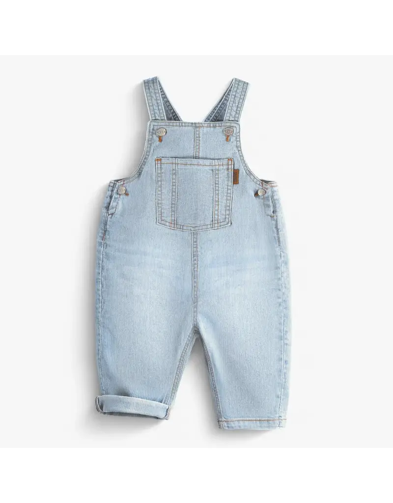 Souris Mini Striped Denim Baby Overalls, Light Blue