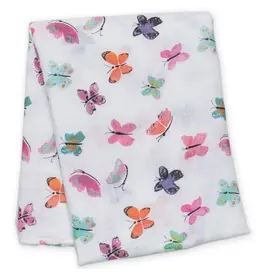 Lulujo Cotton Muslin Swaddle Blanket - Butterfly 47x47