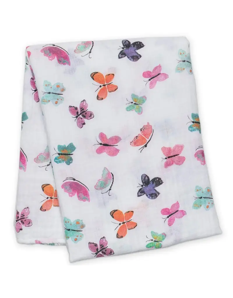 Lulujo Cotton Muslin Swaddle Blanket - Butterfly 47x47