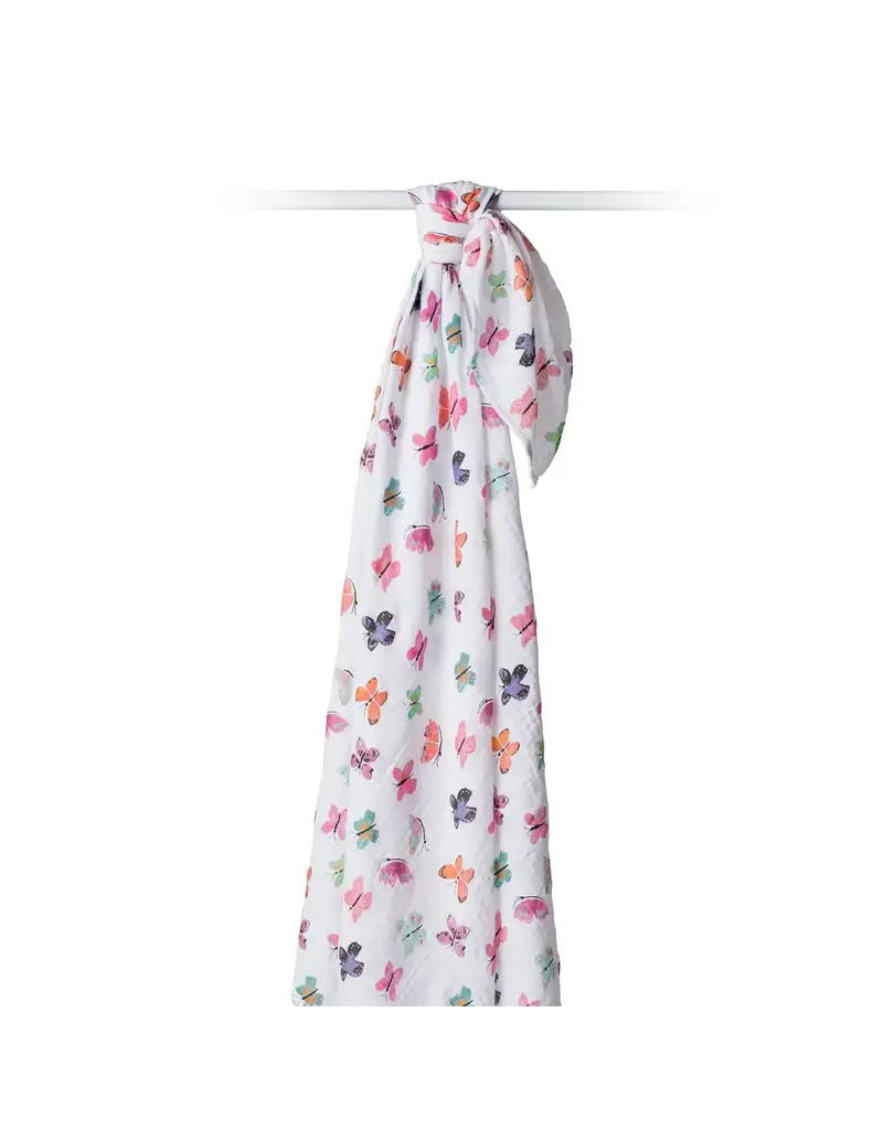 Lulujo Cotton Muslin Swaddle Blanket - Butterfly 47x47