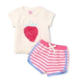 Hatley Raspberry Eyelet Trim Tee & Short Set