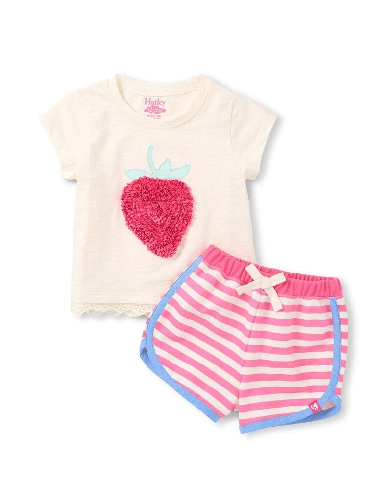 Hatley Raspberry Eyelet Trim Tee & Short Set