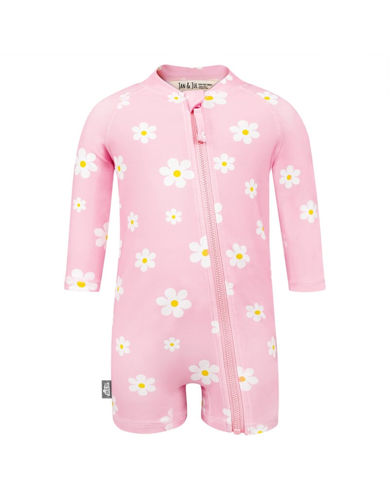 Jan and Jul Pink Daisy 1-pc UV Shorts Suit