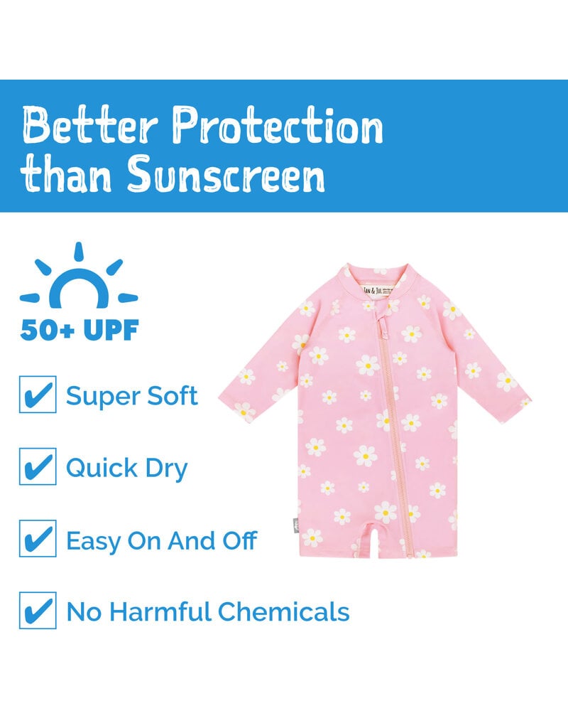 Jan and Jul Pink Daisy 1-pc UV Shorts Suit