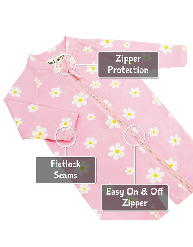 Jan and Jul Pink Daisy 1-pc UV Shorts Suit