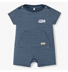 Souris Mini French Sardine Romper, Navy/Cream Striped