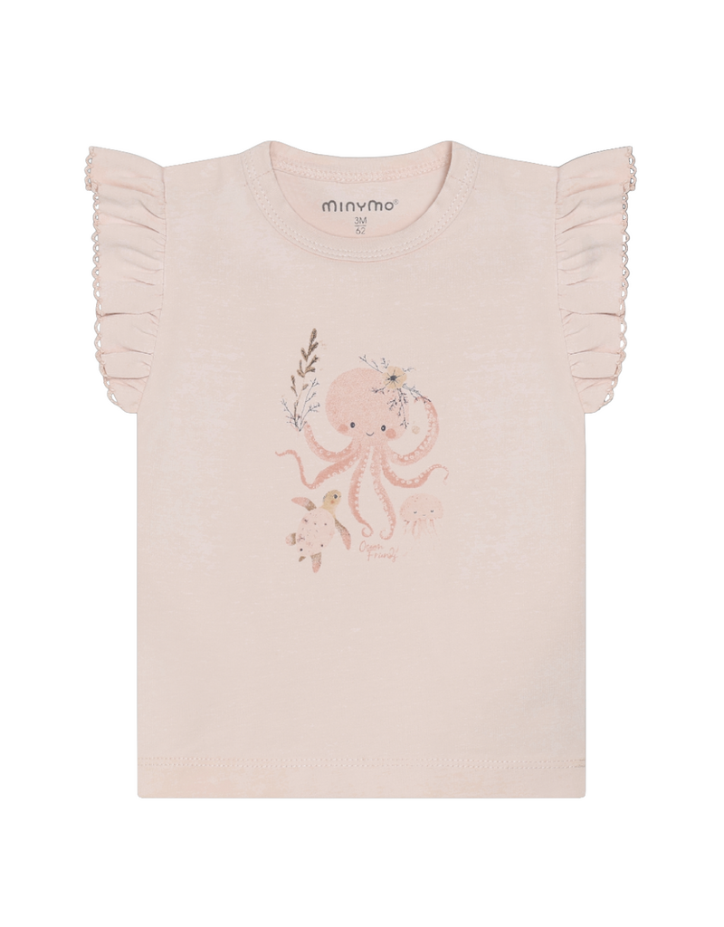 Octopus Flutter Sleeve Baby Tee, Peach