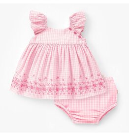 Souris Mini Pink Checkered Baby Dress + Bloomers