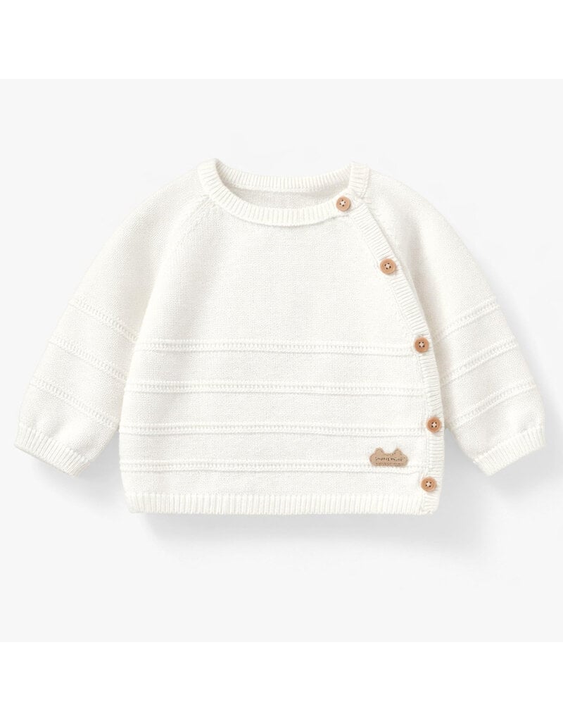 Souris Mini Cream Knit Striped Baby Sweater