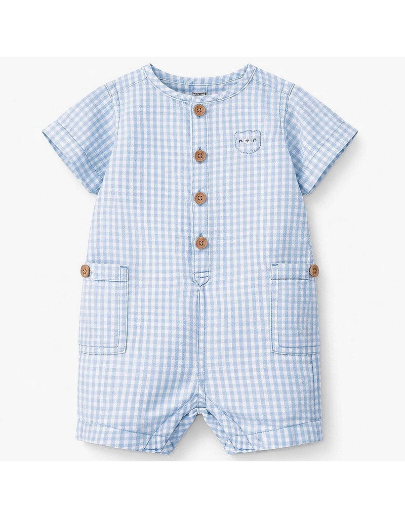Souris Mini Light Blue Checked Baby Romper