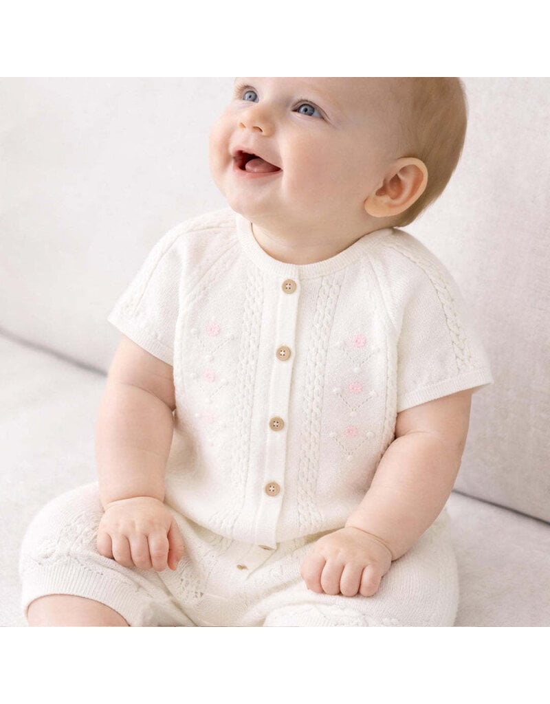 Souris Mini Baby Cream Knit Pointelle Romper