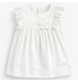 Souris Mini White Cotton/Linen Baby Dress