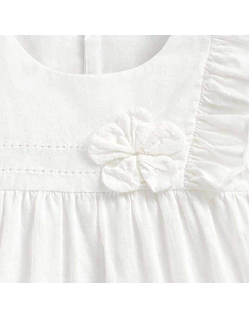 Souris Mini White Cotton/Linen Baby Dress