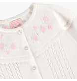 Souris Mini White Embroidered Knitted Baby Cardigan