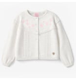 Souris Mini White Embroidered Knitted Cardigan