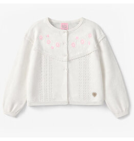 Souris Mini White Embroidered Knitted Cardigan