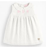 Souris Mini White Embroidered Knitted Baby Dress
