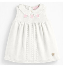Souris Mini White Embroidered Knitted Baby Dress