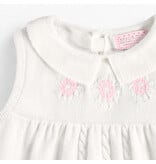 Souris Mini White Embroidered Knitted Baby Dress