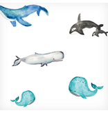 Lulujo Bamboo Cotton Muslin Swaddle Blanket - Whales 47x47