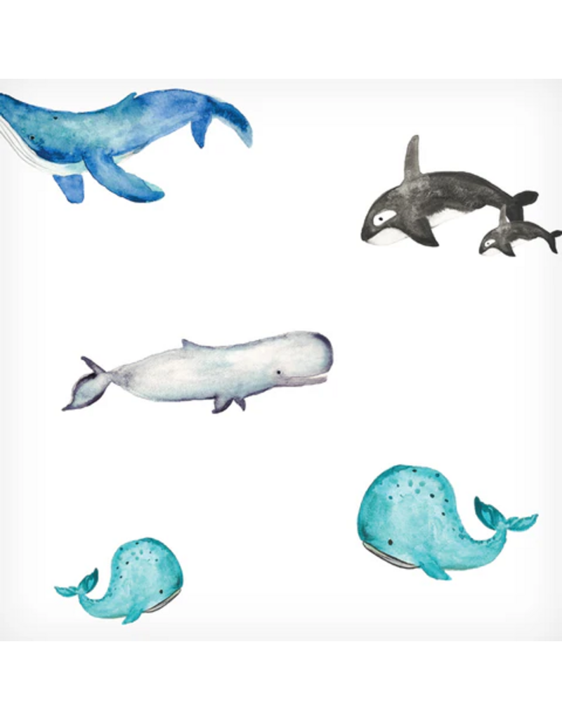 Lulujo Bamboo Cotton Muslin Swaddle Blanket - Whales 47x47