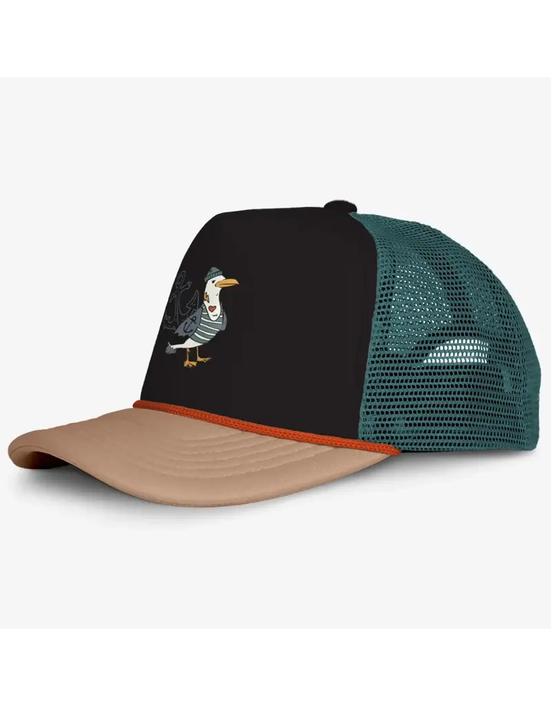 Headster Captain Seagull Trucker Hat, Black