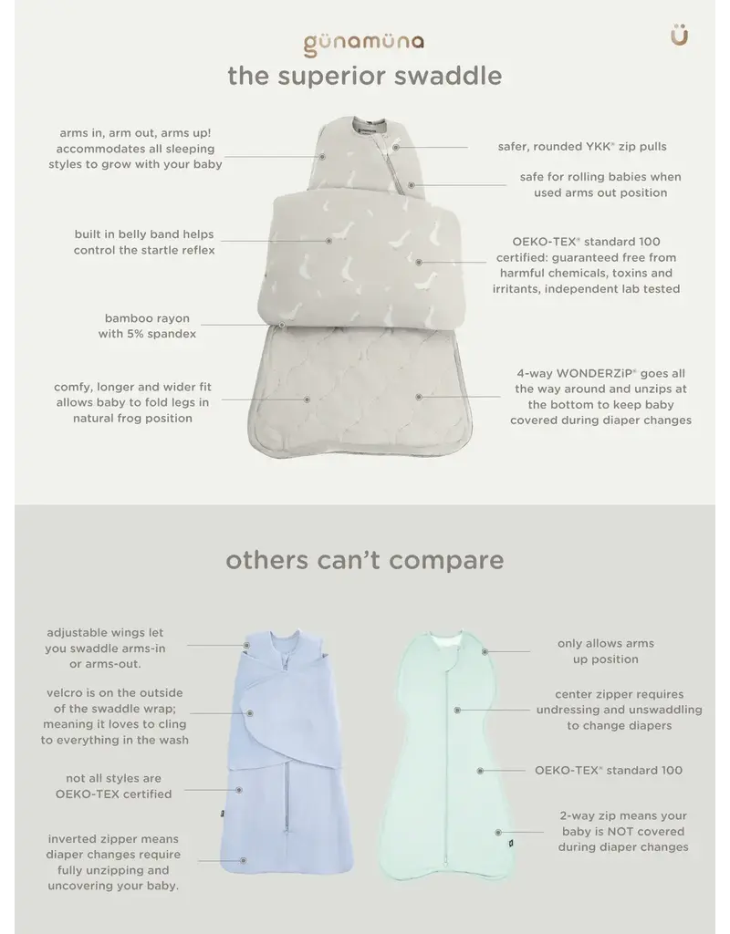 Bamboo Swaddle Sack,  NB-3m, Giraffe, 1.0 TOG