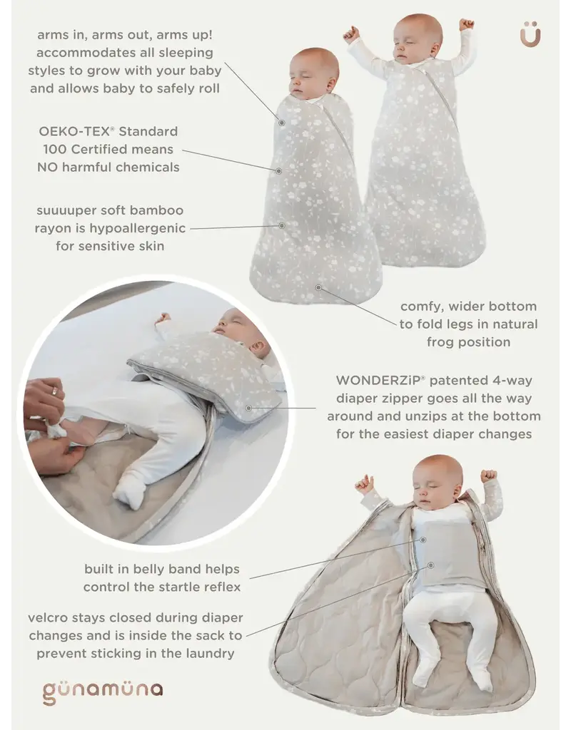 Bamboo Swaddle Sack,  NB-3m, Giraffe, 1.0 TOG